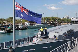 Navy ship with Australian flag