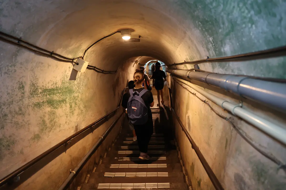 Entering the Former Navy HQ caves. 27/6/26