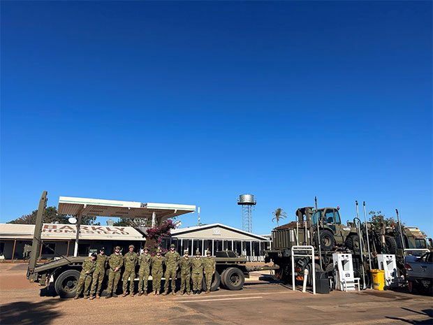 WGCDR Lauren Flaherty: Combat Support Group aviators out the front of Barkly Homestead following Exercise Talisman Sabre 2023