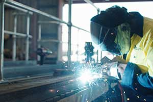 Worker welding